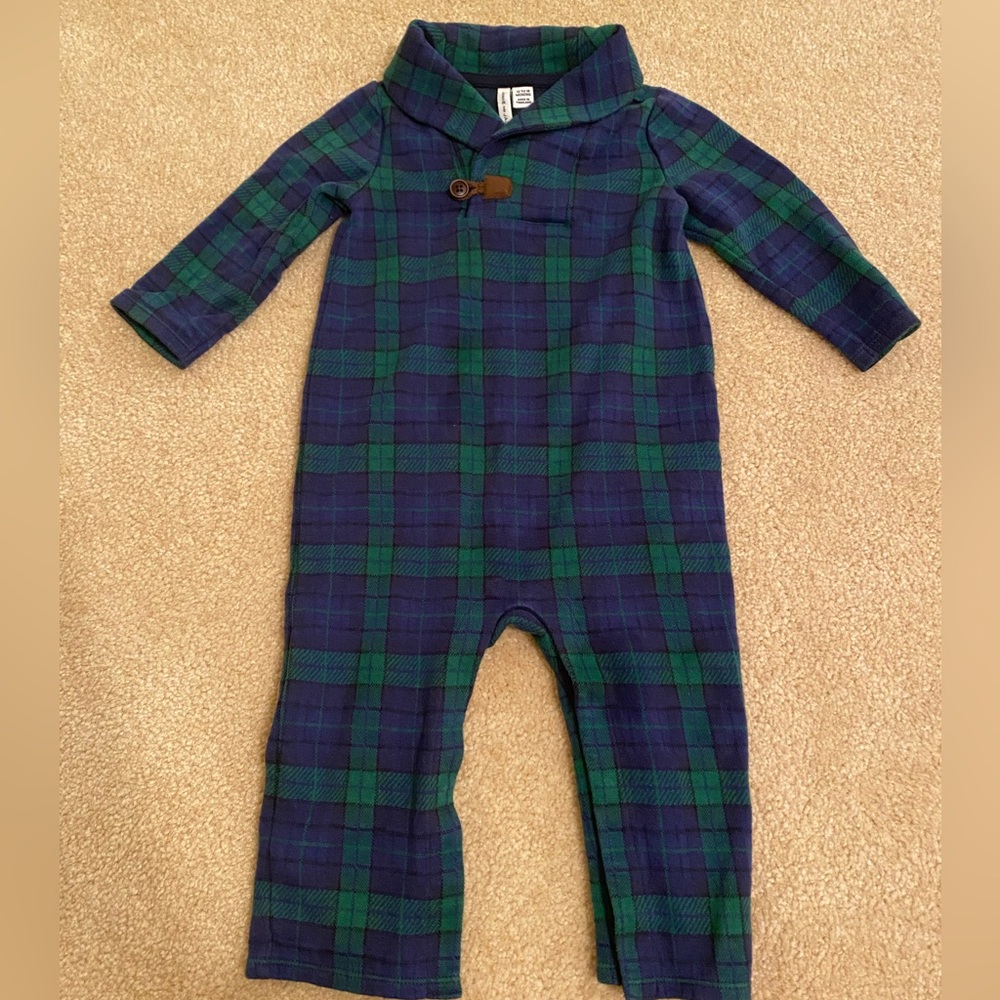 Janie and Jack Blue and Green Plaid Bodysuit